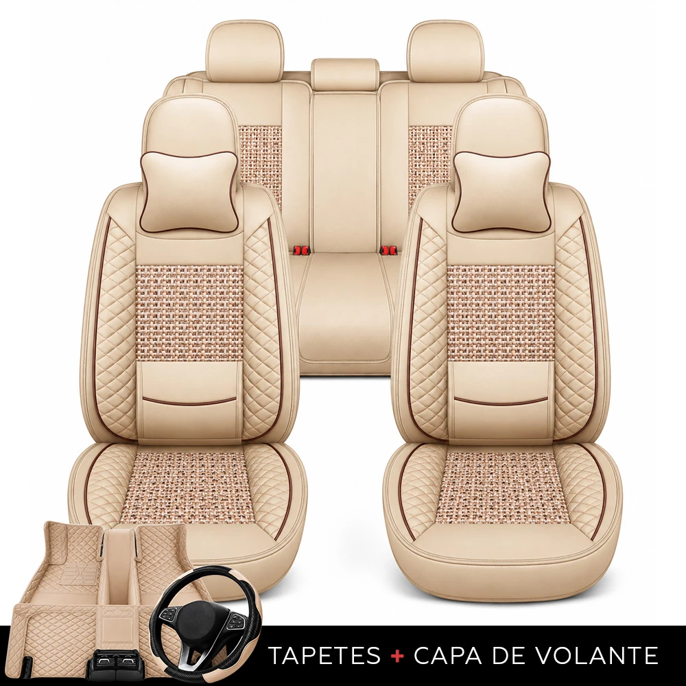 Kit completo na cor bege com tapetes e capa de volante