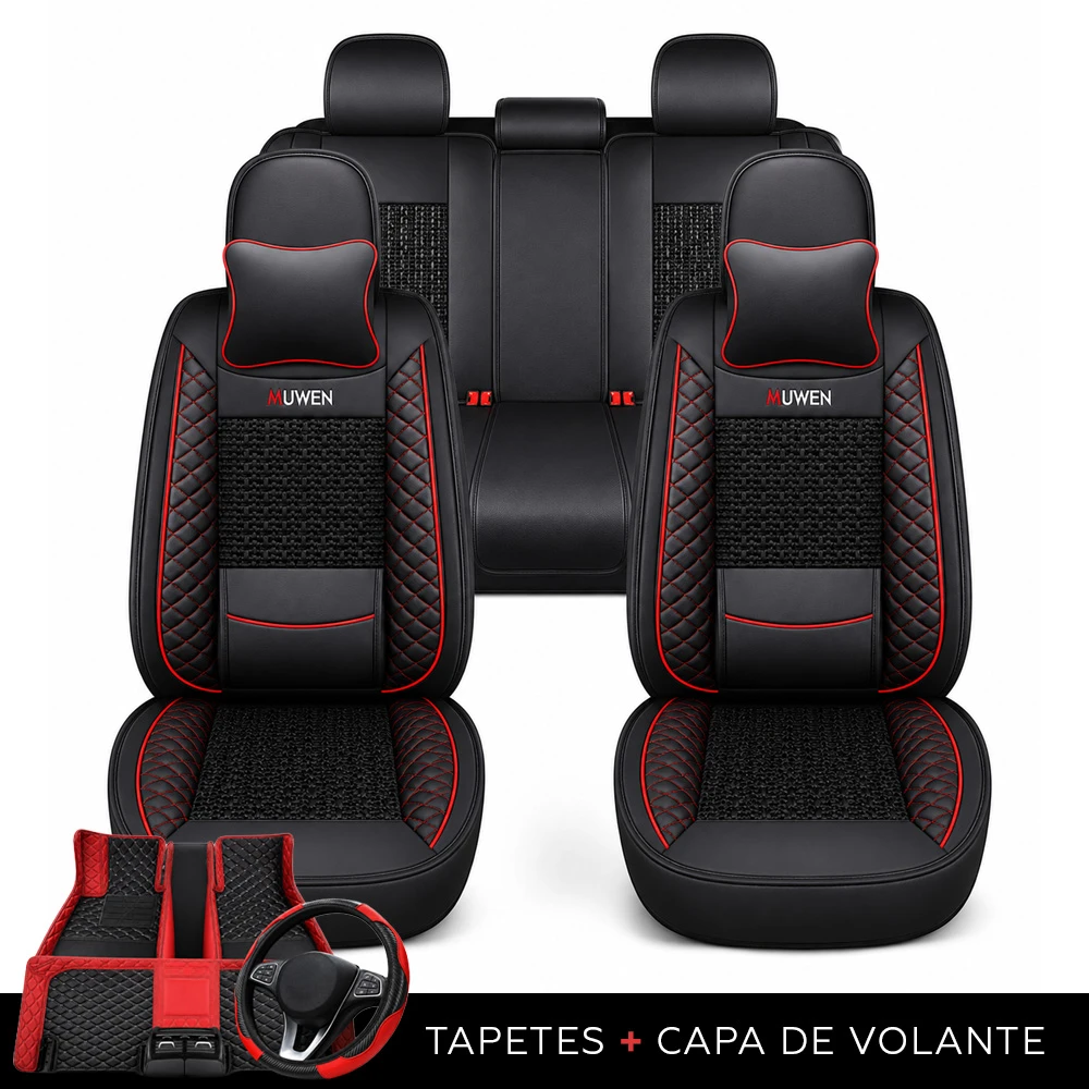 Kit completo preto com acabamento vermelho