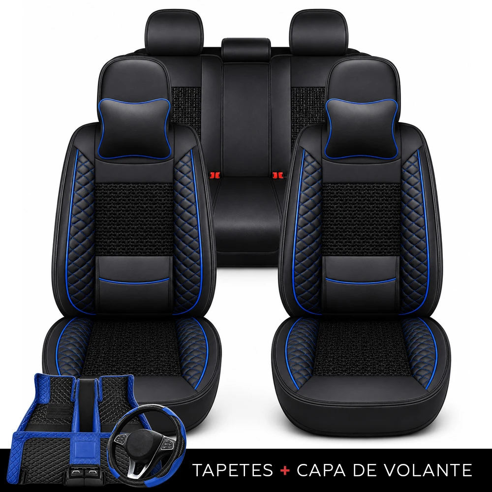 Kit completo preto com acabamento azul